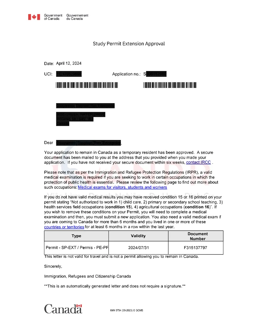 Xác nhận gia hạn Giấy phép học tập