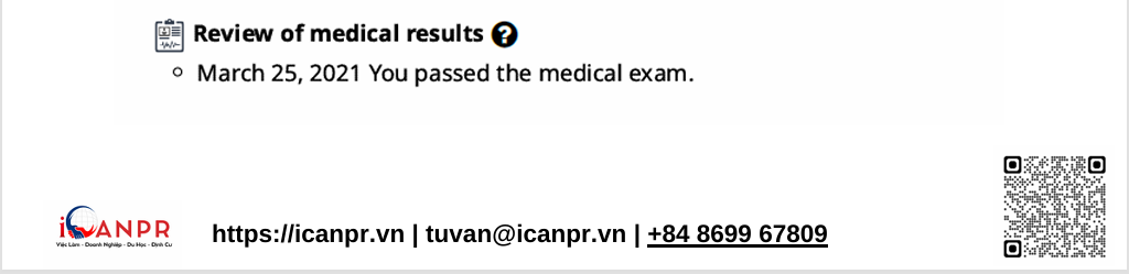 Khách hàng thành công - Express Entry Mr. Luong 14 Passed the medical exam