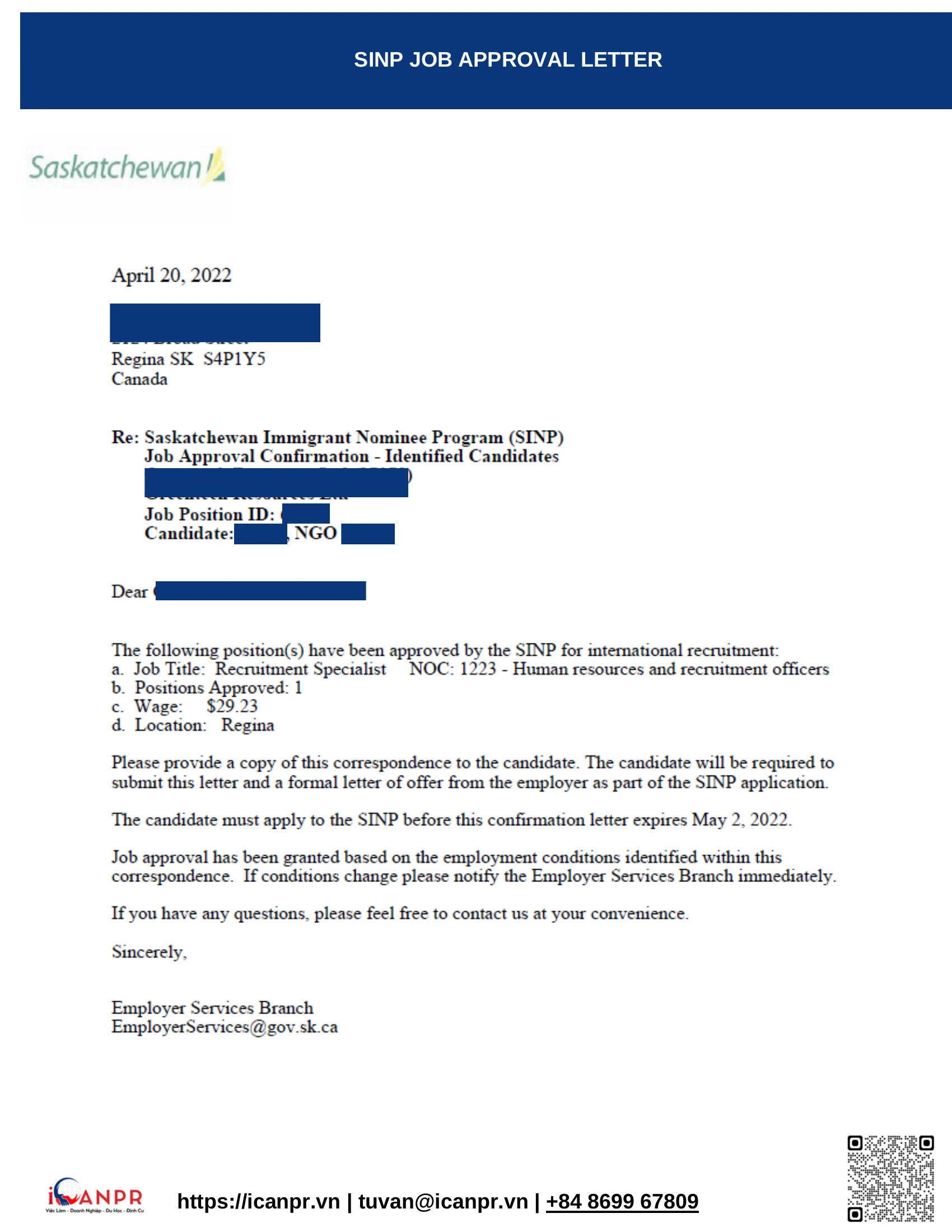 Khách hàng thành công – Work Permit Mr. Hiep Ngo 6 02_SINP_job_approval_letter