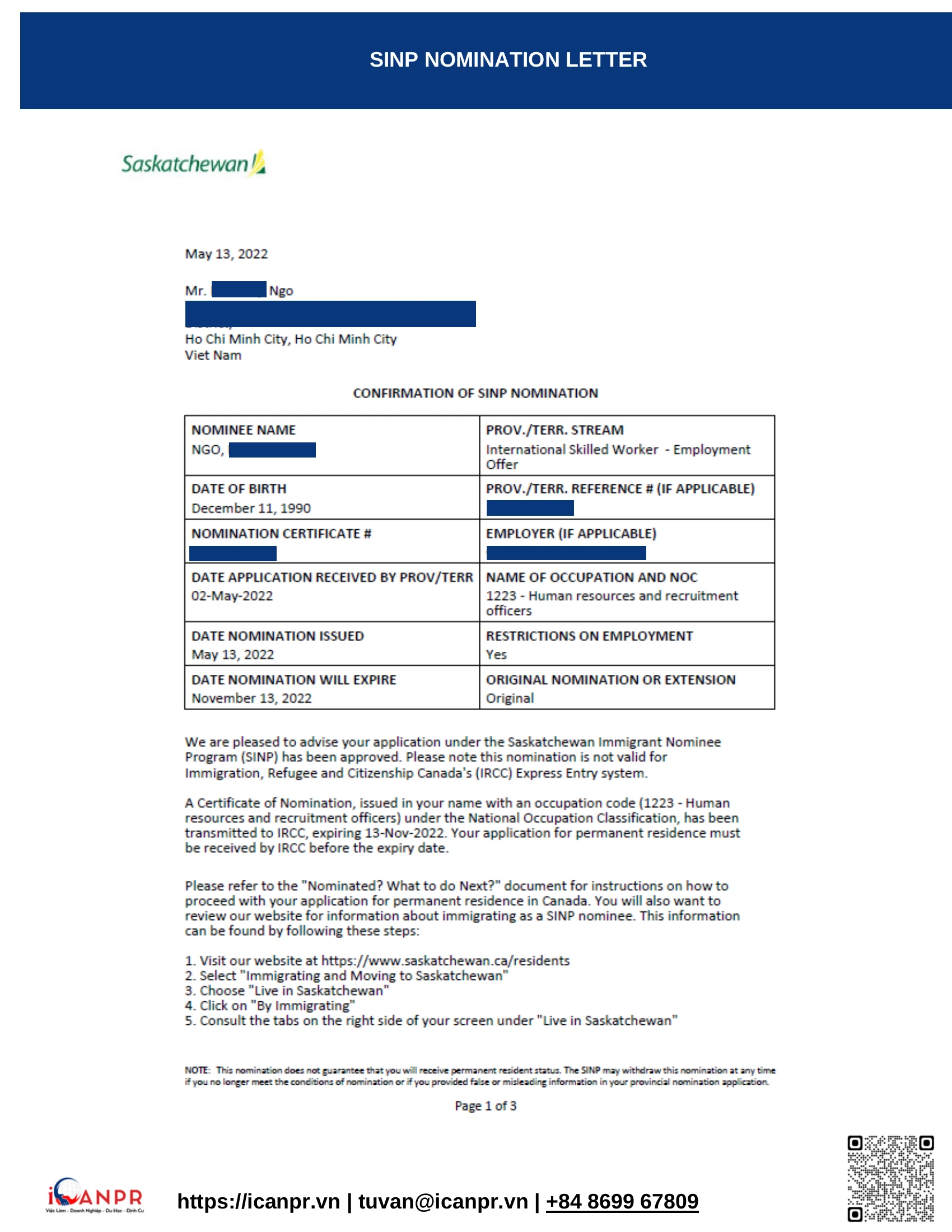 Khách hàng thành công – Work Permit Mr. Hiep Ngo 8 04_SINP_nomination_letter