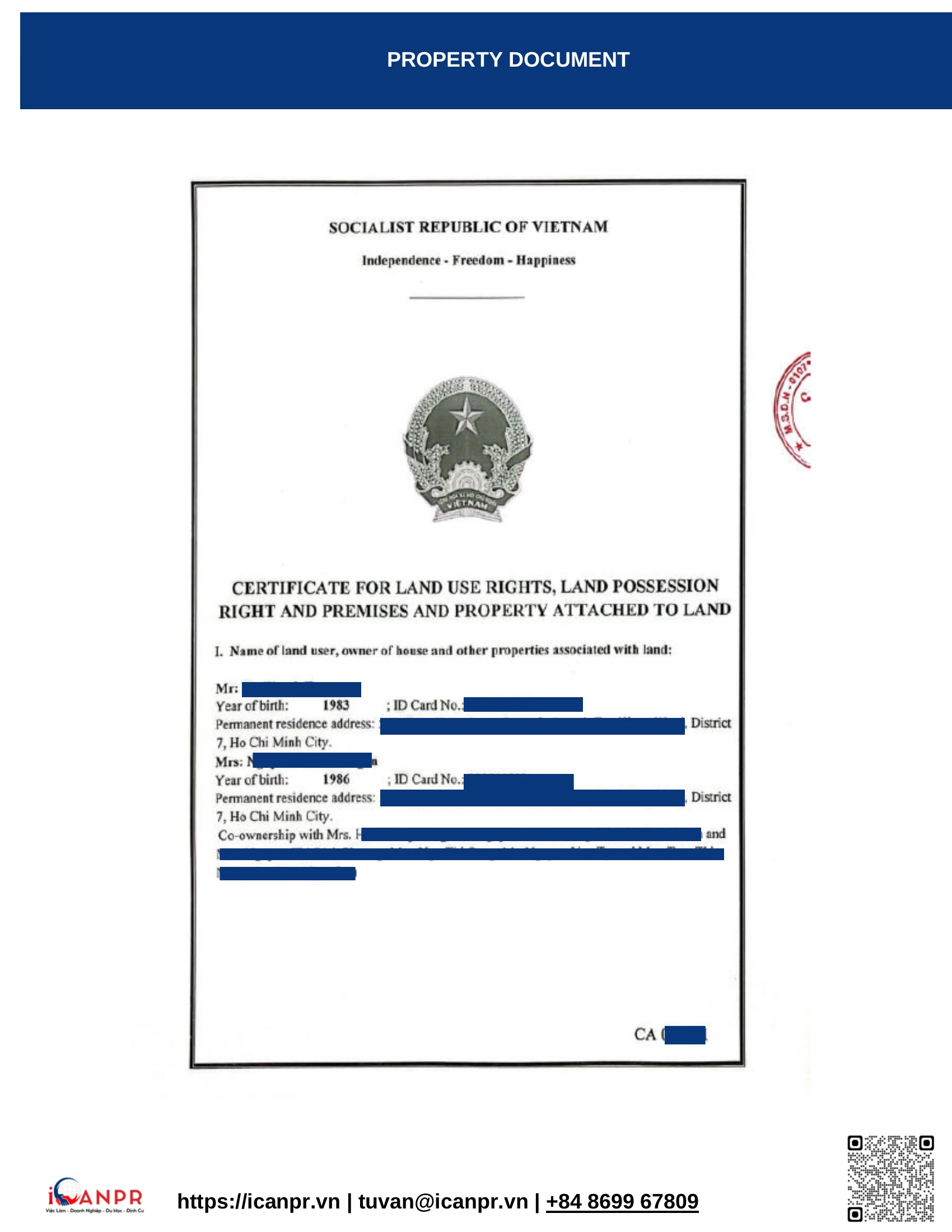 Khành hàng thành công - Study Abroad Mr. Minh Nguyen 10 06 property document