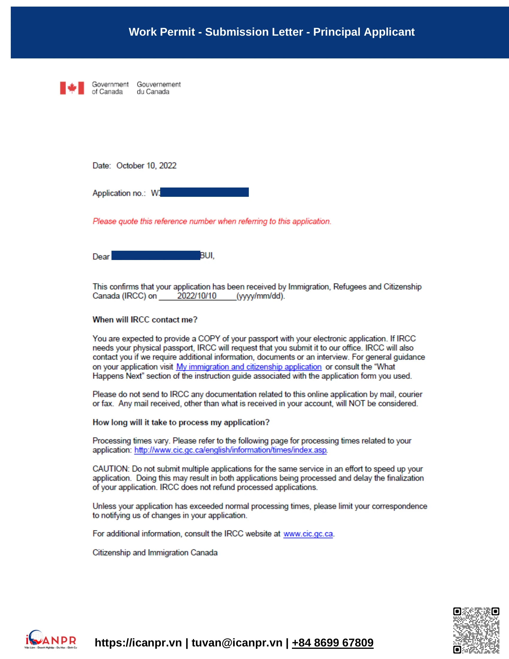 Khách hàng thành công - SINP Work Permit Mr. Thang Bui 21 06 wp submission principal