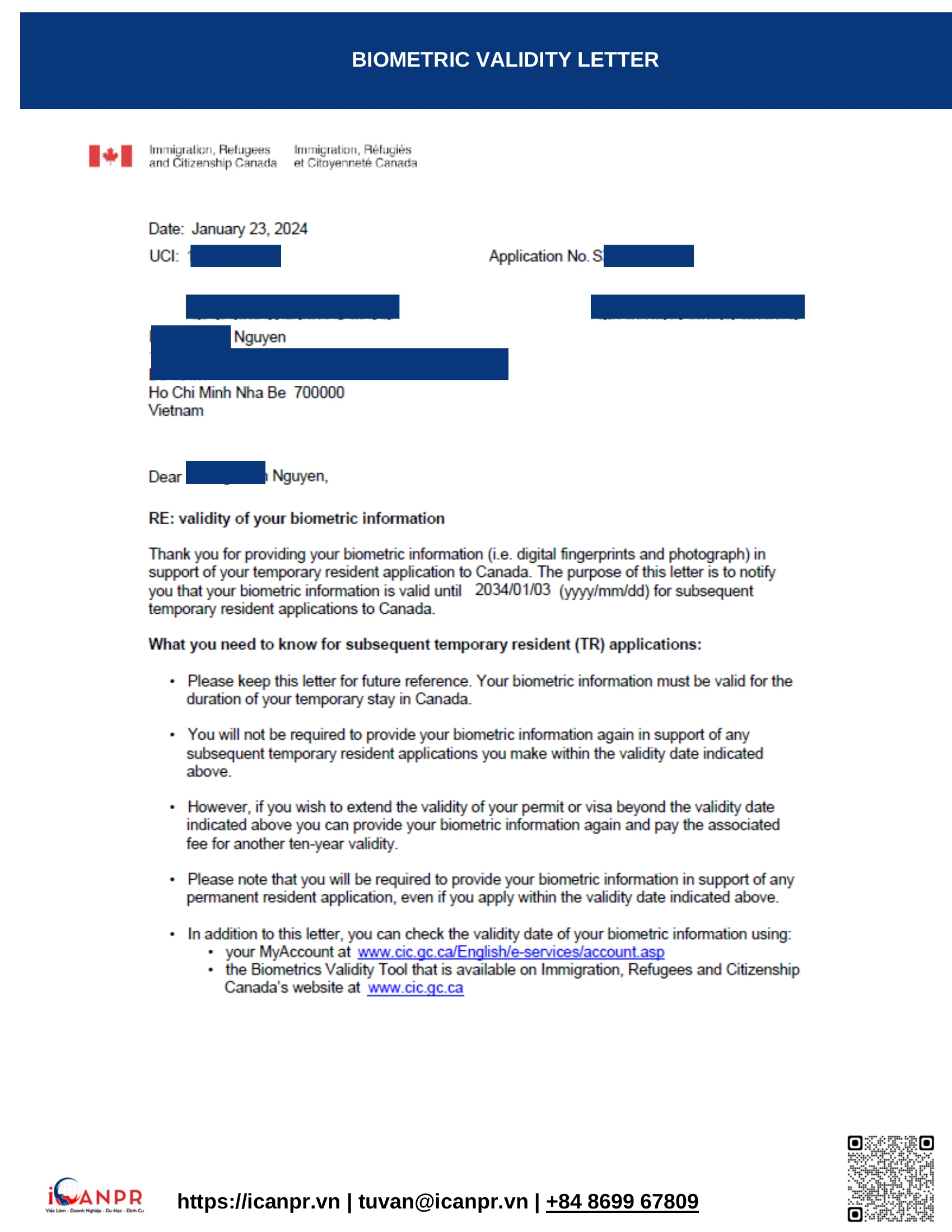 Khành hàng thành công - Study Abroad Mr. Minh Nguyen 17 13 biometric validity