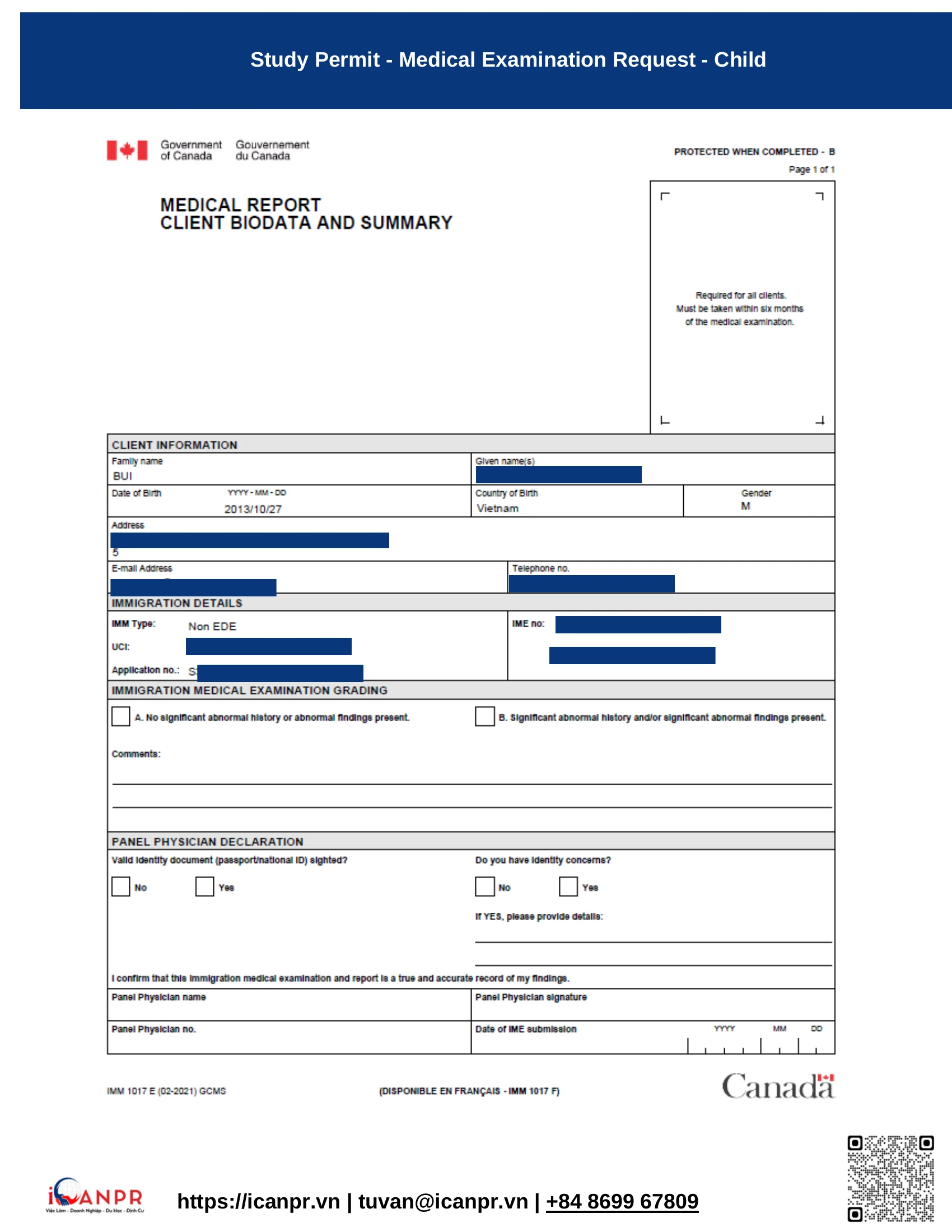Khách hàng thành công - SINP Work Permit Mr. Thang Bui 28 14 medical request child1