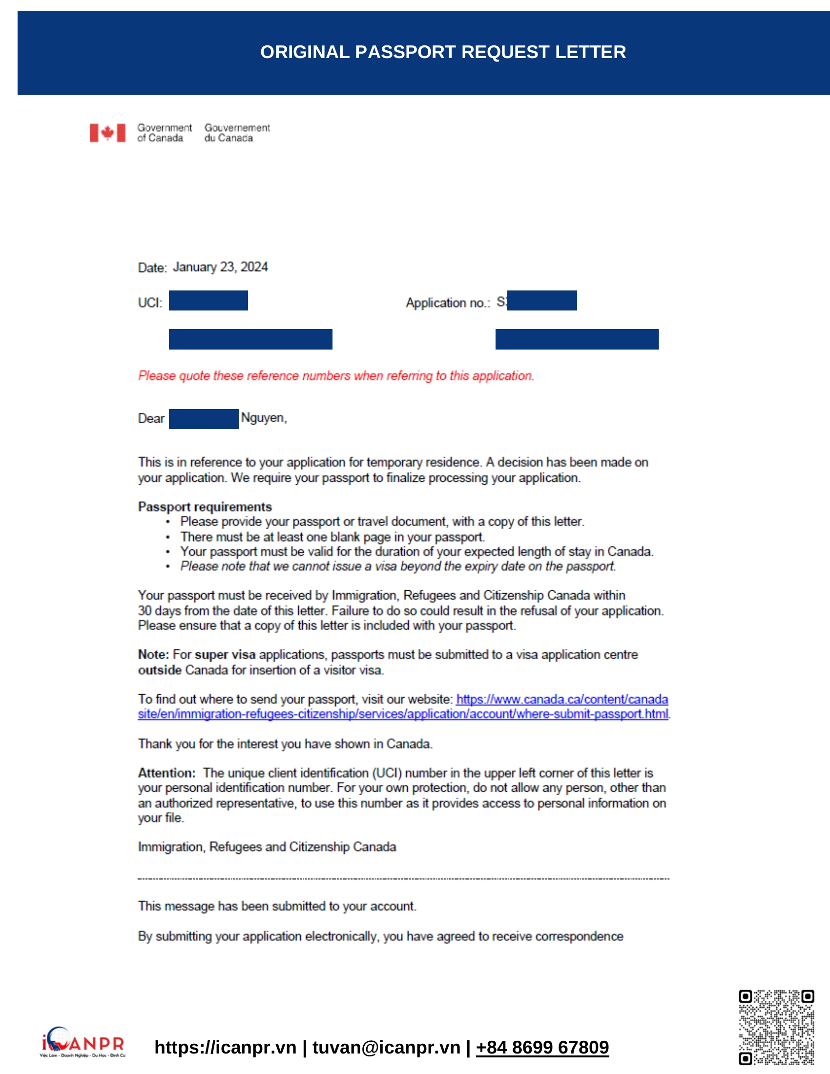Khành hàng thành công - Study Abroad Mr. Minh Nguyen 16 14 passport request