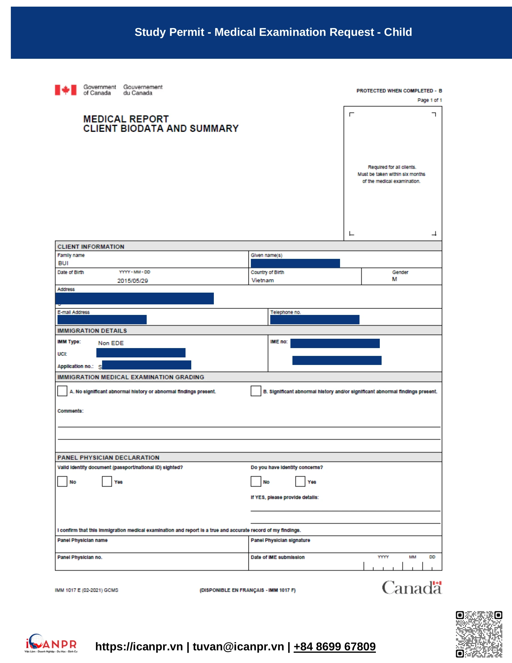 Khách hàng thành công - SINP Work Permit Mr. Thang Bui 29 15 medical request child2