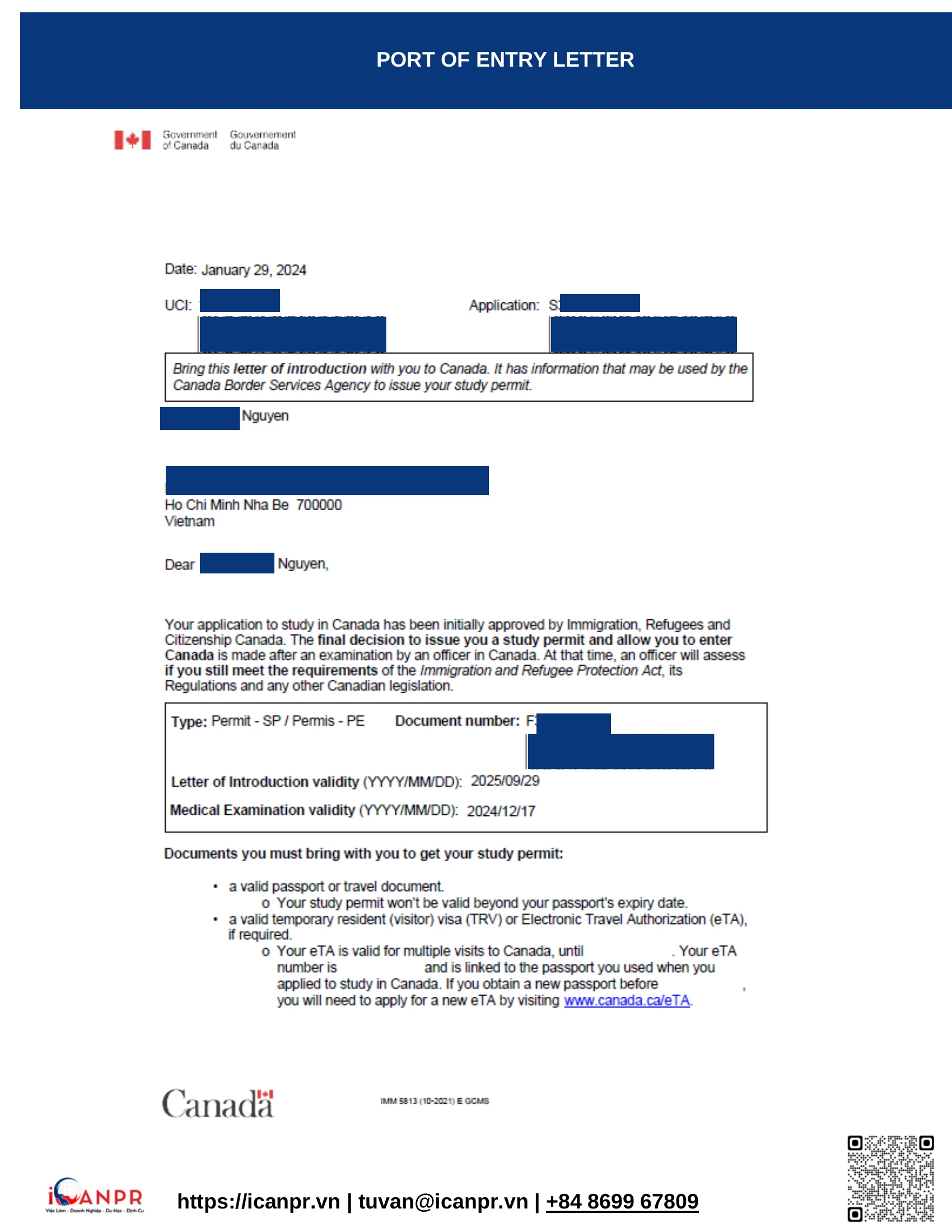 Khành hàng thành công - Study Abroad Mr. Minh Nguyen 20 15 poe letter