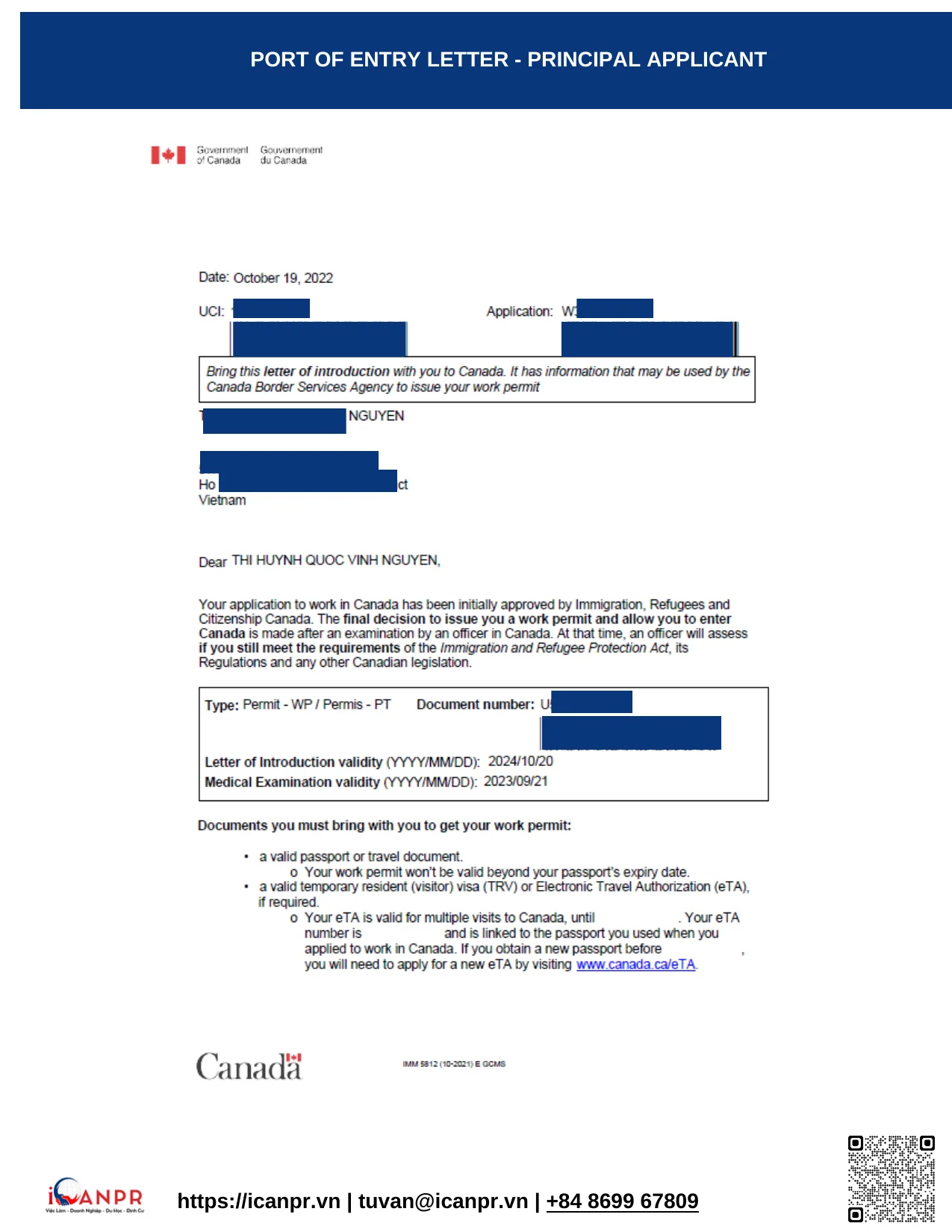 Khách hàng thành công - Work Permit Mrs. Vinh Nguyen 23 16_POE_Letter_Principal