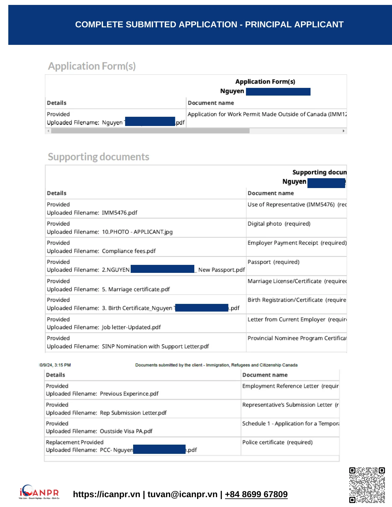 Khách hàng thành công - Work Permit Mrs. Vinh Nguyen 10 18 Complete Application Principal