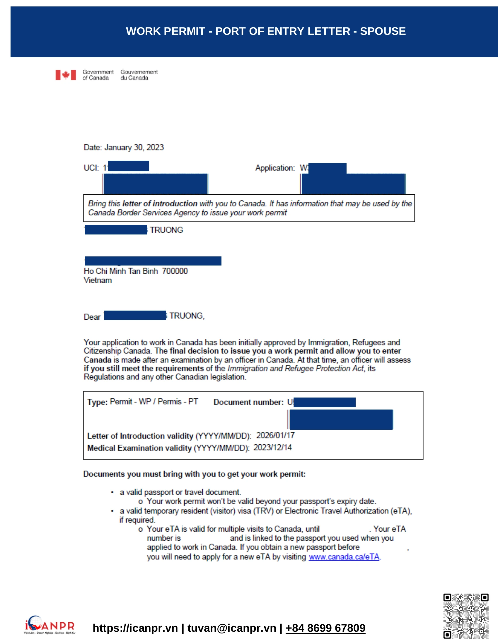 Khách hàng thành công – Work Permit Mr. Hiep Ngo 30 23 work permit poe spouse
