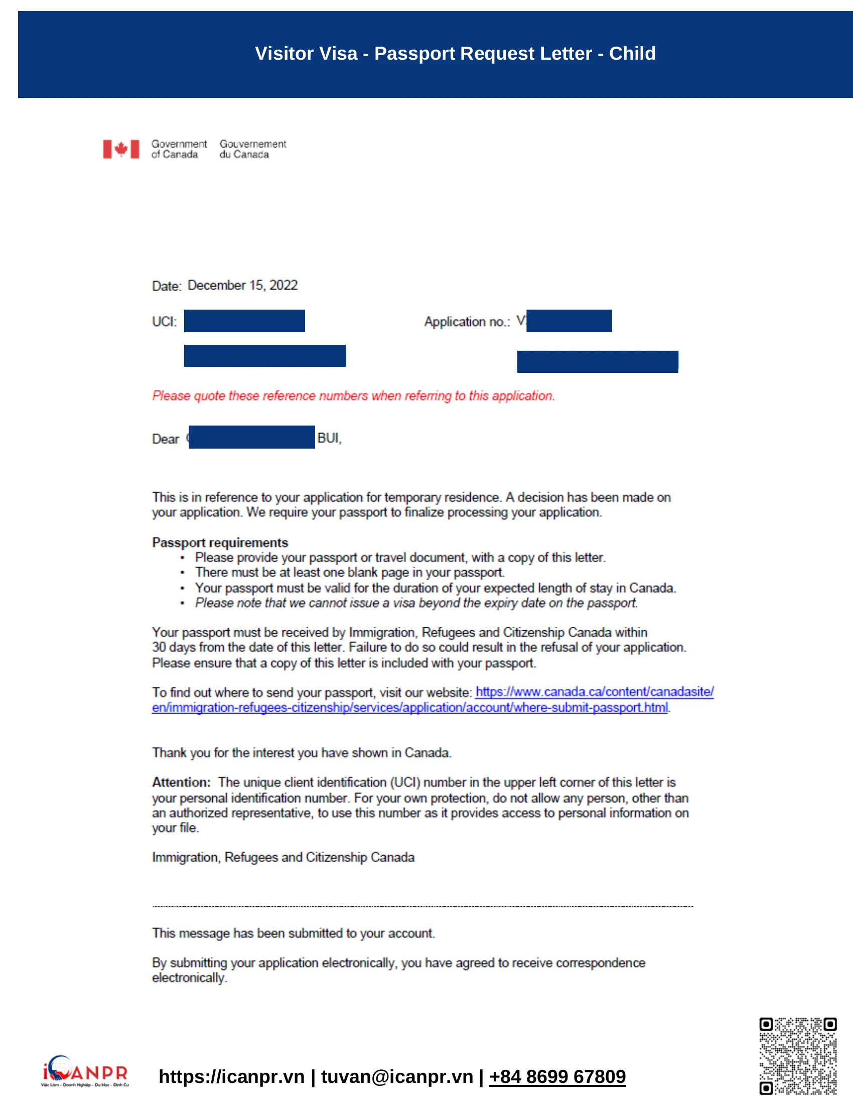Khách hàng thành công - SINP Work Permit Mr. Thang Bui 33 26 visitor visa passport request child