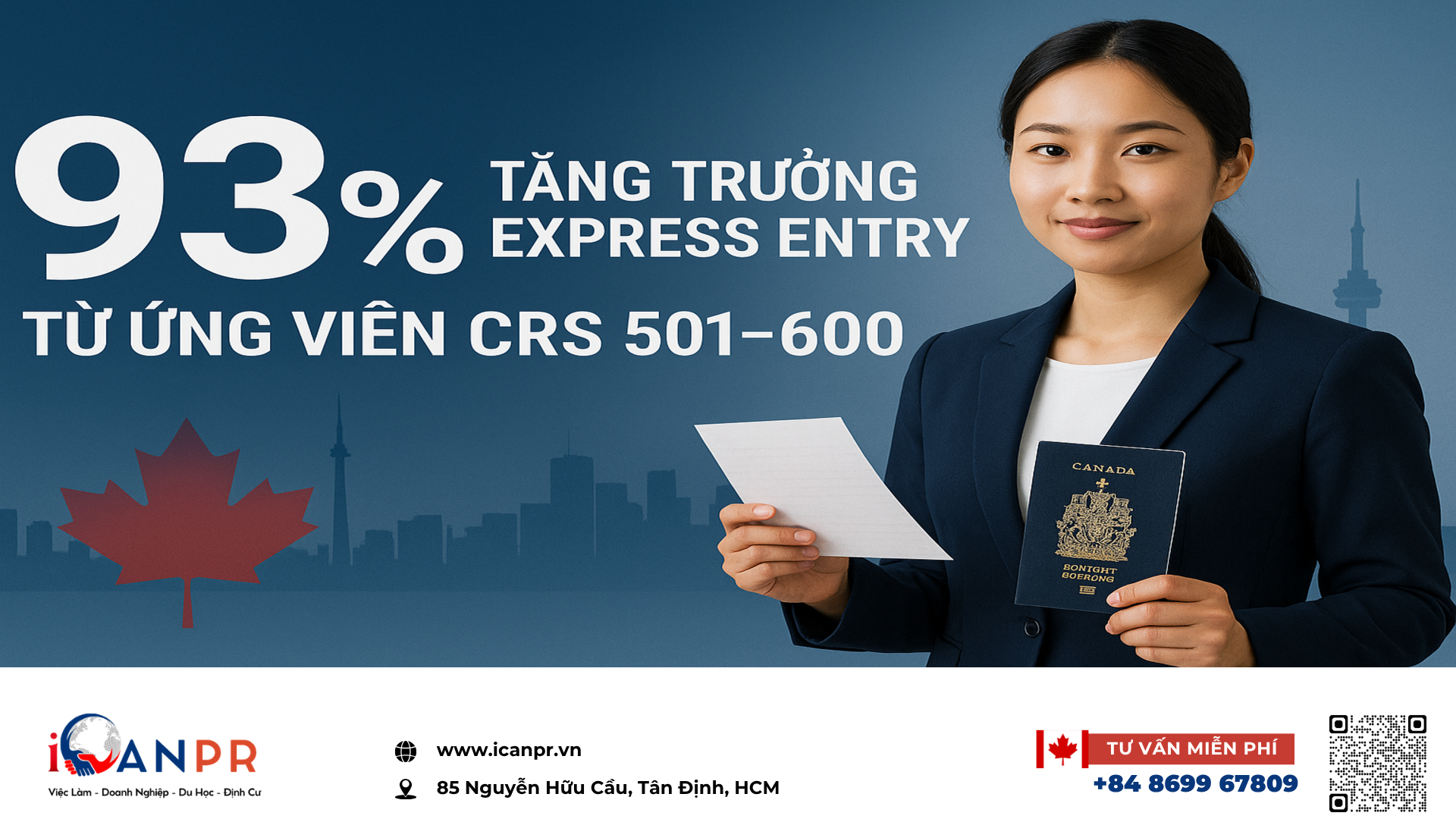 iCanPR - 93% tăng trưởng Express Entry từ ứng viên CRS 501–600