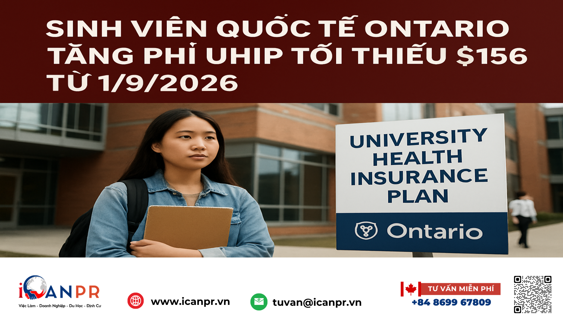 iCanPR - Sinh viên quốc tế Ontario tăng phí UHIP tối thiểu $156 từ 1/9/2026