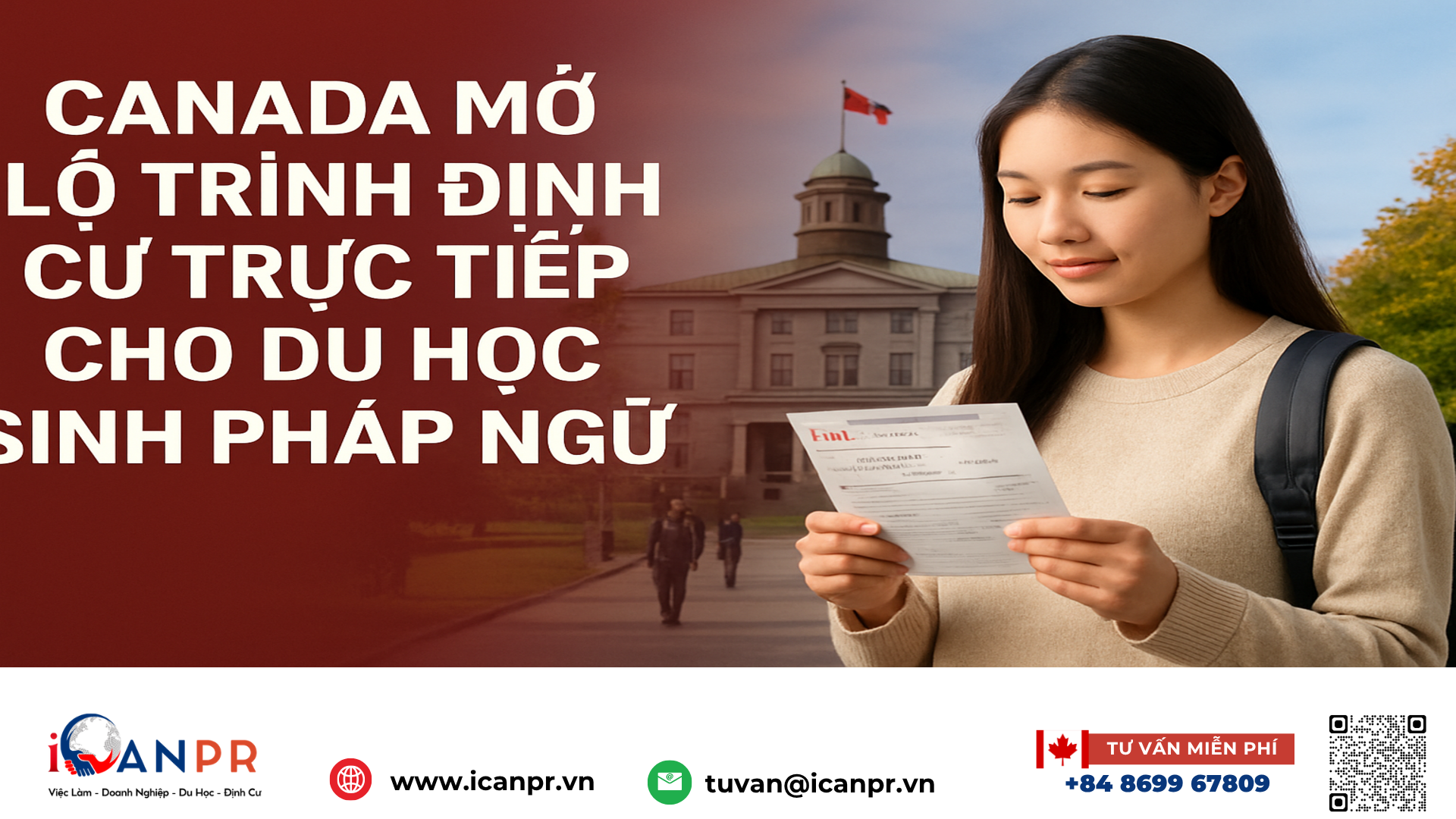 iCanPR - Canada mở lộ trình định cư trực tiếp cho du học sinh Pháp ngữ iCanPR - Canada mở lộ trình định cư trực tiếp cho du học sinh Pháp ngữ